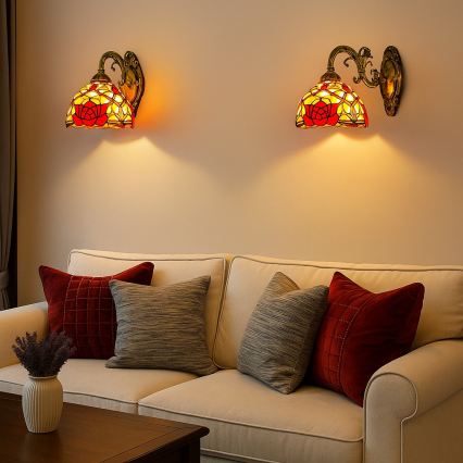 Brilagi - Tiffany витражна стенна лампа GARLAN 1xE27/40W/230V