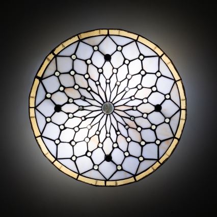 Brilagi - Tiffany витражно таванно осветително тяло, цвят слонова кост, 3xE27/60W/230V, Ø 40 см