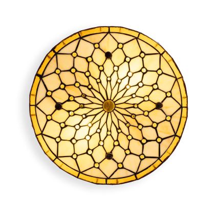 Brilagi - Tiffany витражно таванно осветително тяло, цвят слонова кост, 3xE27/60W/230V, Ø 40 см