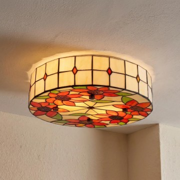 BRILAGI - Tiffany витражно таванно осветително тяло SUNFLOWER 2xE27/60W/230V Ø 40 см