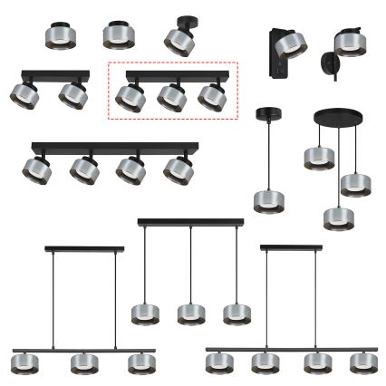 Brilagi - Точково осветително тяло AURA LUX 3xGX53/30W/230V черно/опушено