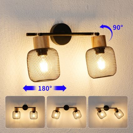 Brilagi - Точково осветително тяло BASKLITE 2xE27/15W/230V дърво/черно
