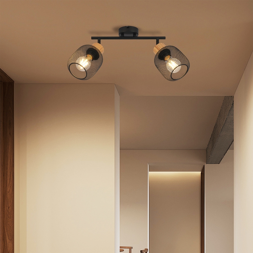 Brilagi - Точково осветително тяло BASKLITE 2xE27/15W/230V каучуково дърво/черно