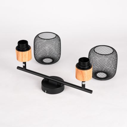 Brilagi - Точково осветително тяло BASKLITE 2xE27/15W/230V каучуково дърво/черно