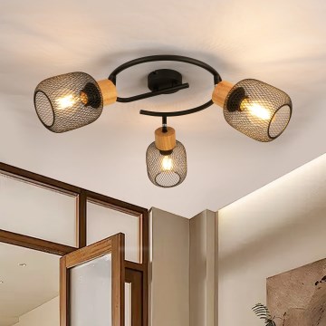 Brilagi - точково осветително тяло BASKLITE 3xE27/15W/230V дърво/черно