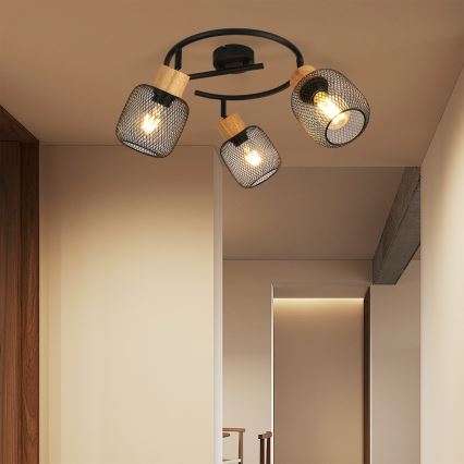 Brilagi - точково осветително тяло BASKLITE 3xE27/15W/230V дърво/черно