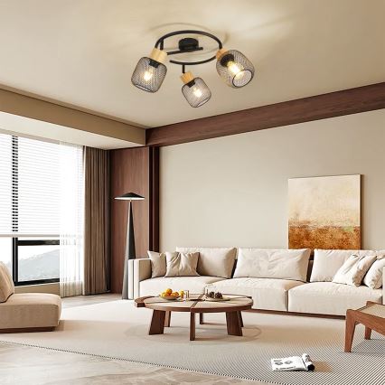 Brilagi - точково осветително тяло BASKLITE 3xE27/15W/230V дърво/черно