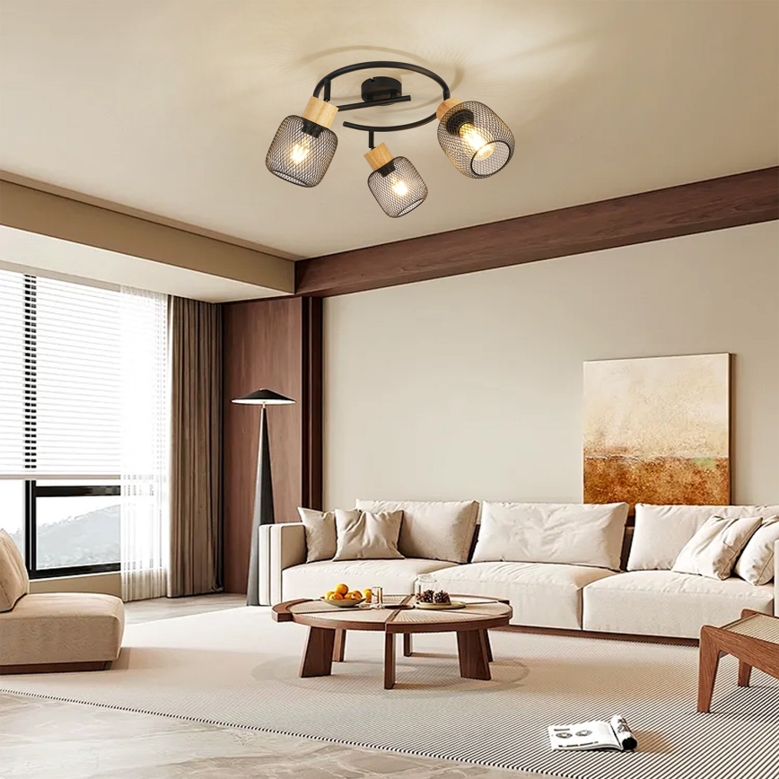 Brilagi - точково осветително тяло BASKLITE 3xE27/15W/230V дърво/черно