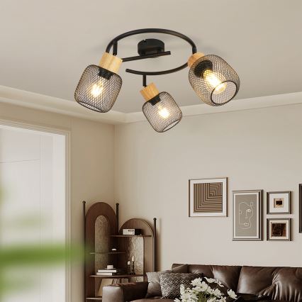 Brilagi - точково осветително тяло BASKLITE 3xE27/15W/230V дърво/черно