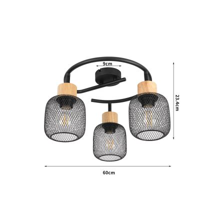 Brilagi - точково осветително тяло BASKLITE 3xE27/15W/230V дърво/черно
