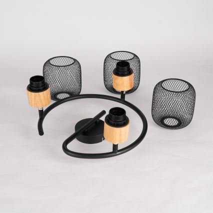 Brilagi - Точково осветително тяло BASKLITE 3xE27/15W/230V каучуково дърво/черно