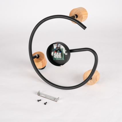 Brilagi - Точково осветително тяло BASKLITE 3xE27/15W/230V каучуково дърво/черно