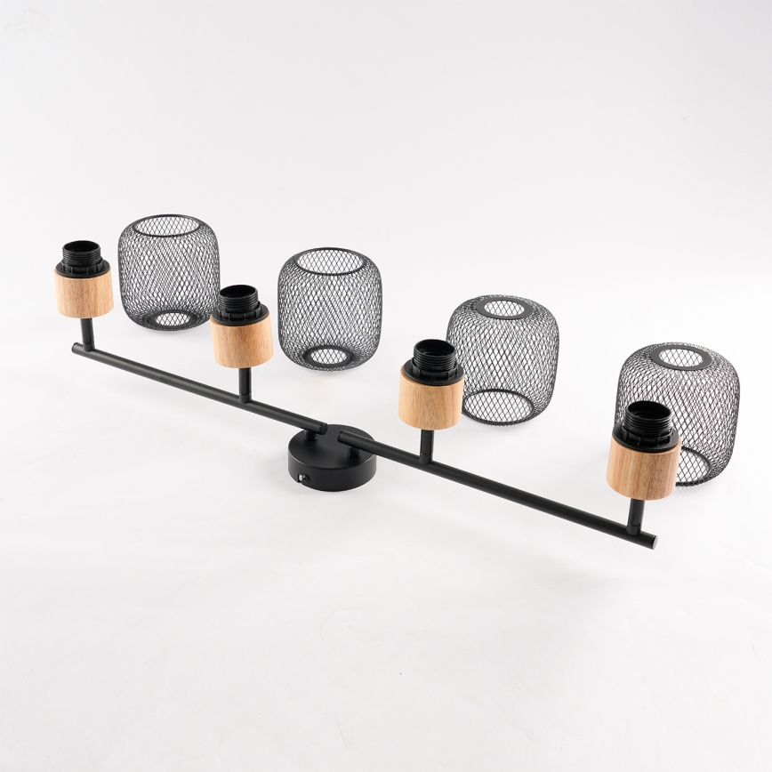 Brilagi - Точково осветително тяло BASKLITE 4xE27/15W/230V дърво/черно