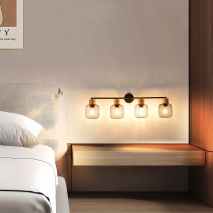 Brilagi - Точково осветително тяло BASKLITE 4xE27/15W/230V каучукова дървесина/черно