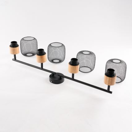 Brilagi - Точково осветително тяло BASKLITE 4xE27/15W/230V каучукова дървесина/черно