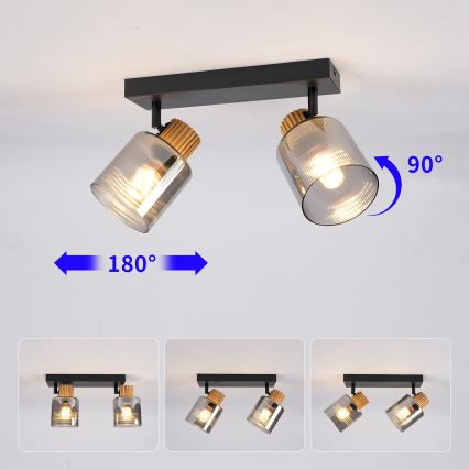 Brilagi - Точково осветително тяло HYGGE 2xE14/15W/230V черно/димчато