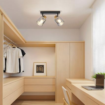 Brilagi - Точково осветително тяло HYGGE 2xE14/15W/230V черно/димчато