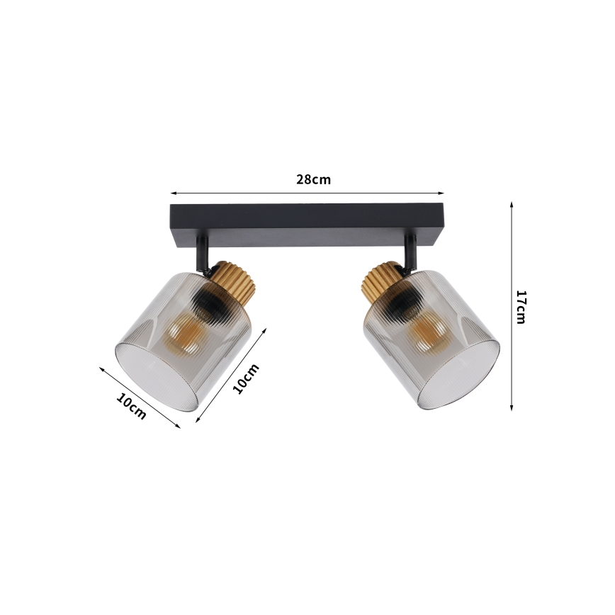 Brilagi - Точково осветително тяло HYGGE 2xE14/15W/230V черно/димчато