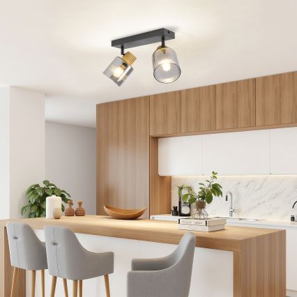 Brilagi - Точково осветително тяло HYGGE 2xE14/15W/230V черно/опушено