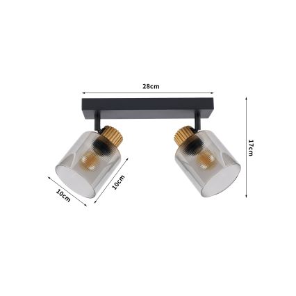 Brilagi - Точково осветително тяло HYGGE 2xE14/15W/230V черно/опушено