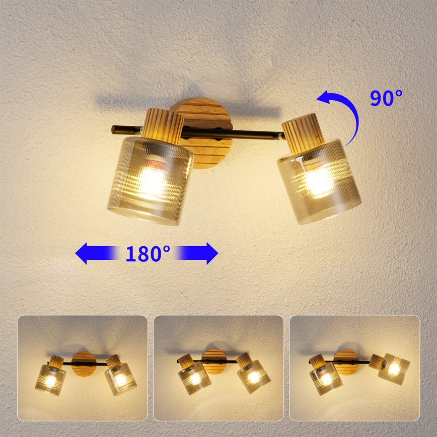 Brilagi - Точково осветително тяло HYGGE 2xE14/15W/230V дърво/димчато
