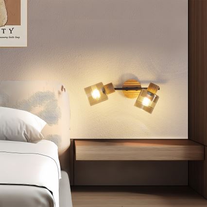 Brilagi - Точково осветително тяло HYGGE 2xE14/15W/230V дърво/димчато