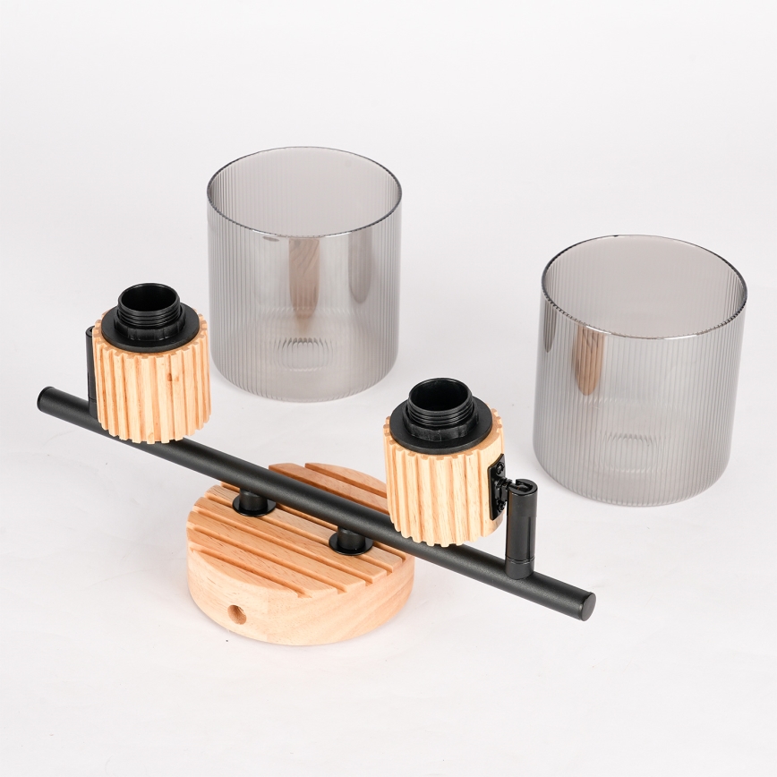 Brilagi - Точково осветително тяло HYGGE 2xE14/15W/230V дърво/димчато