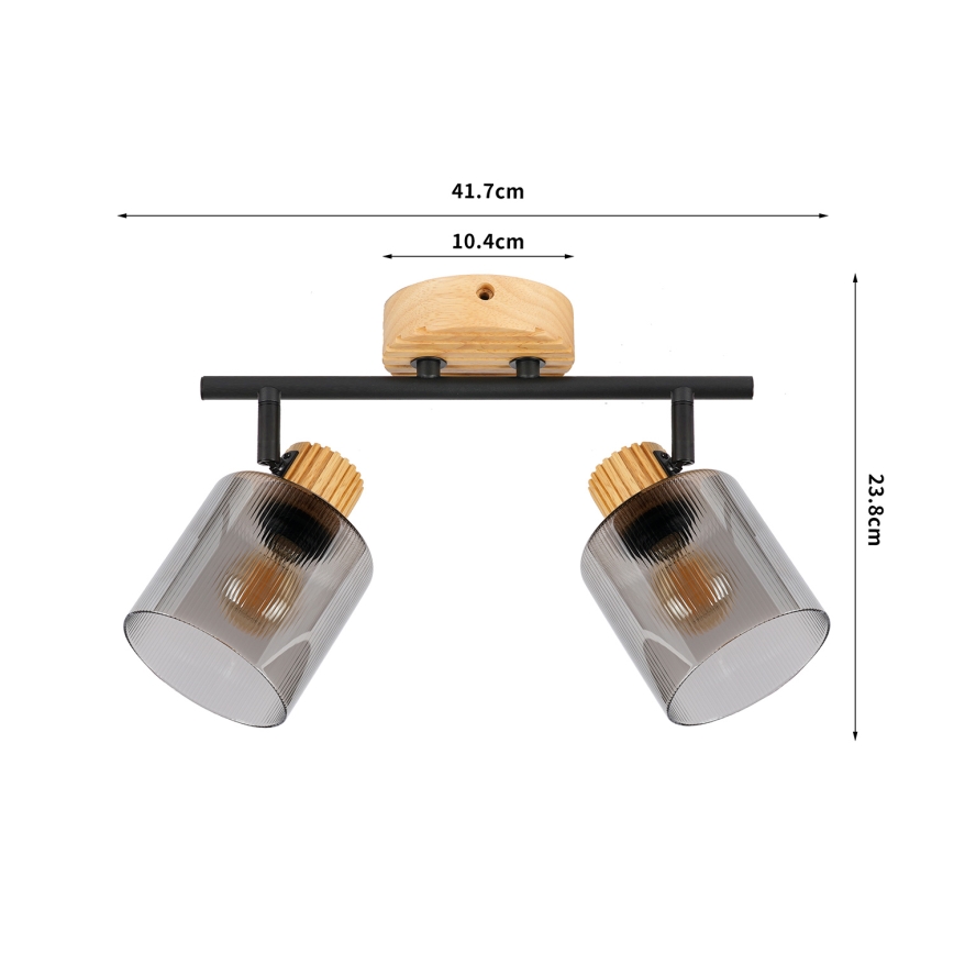 Brilagi - Точково осветително тяло HYGGE 2xE14/15W/230V дърво/димчато