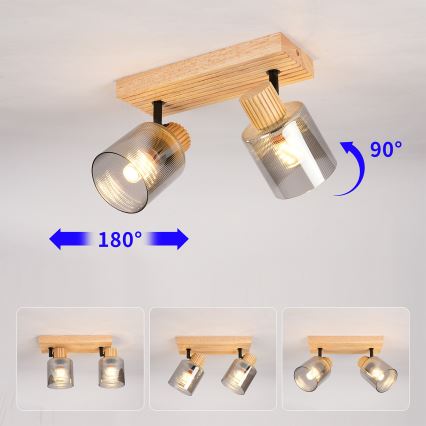 Brilagi - Точково осветително тяло HYGGE 2xE14/15W/230V дърво/опушено
