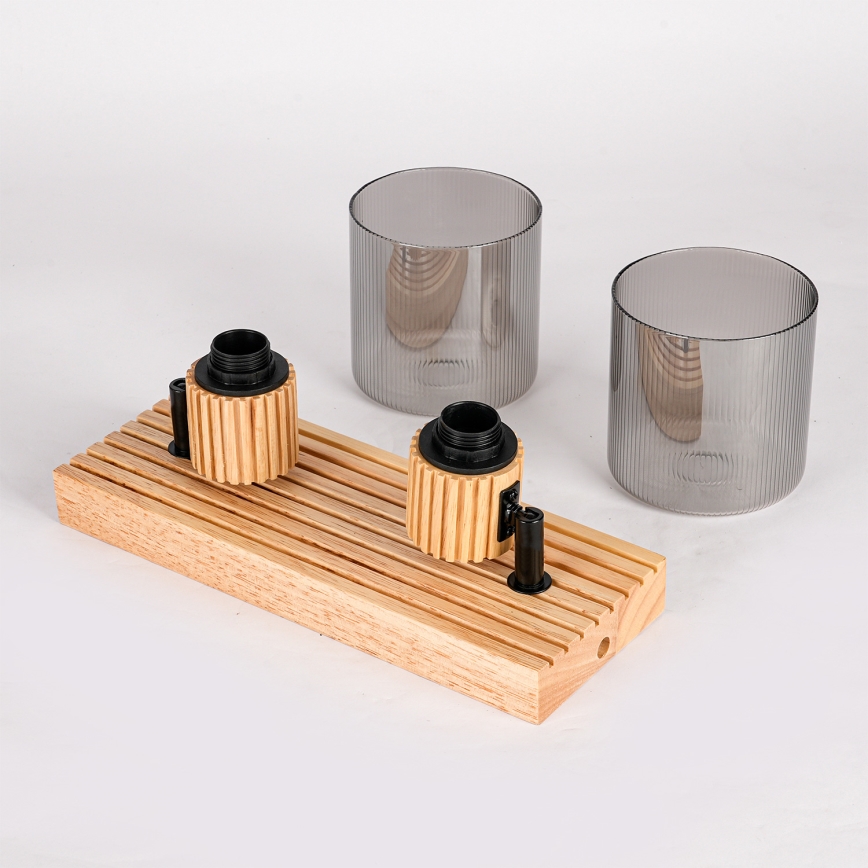 Brilagi - Точково осветително тяло HYGGE 2xE14/15W/230V каучуково дърво/опушено