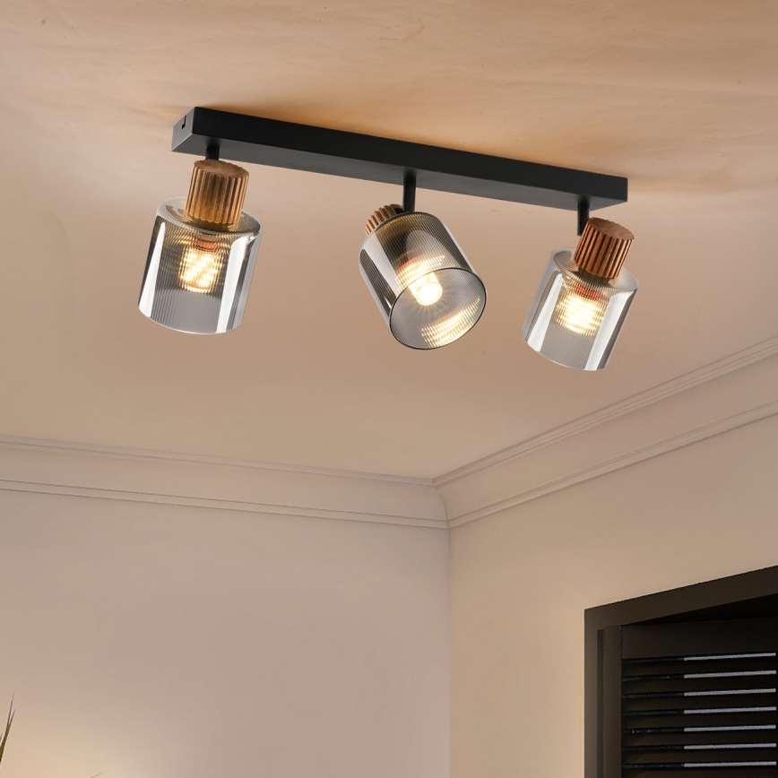 Brilagi - Точково осветително тяло HYGGE 3xE14/15W/230V черно/димчато