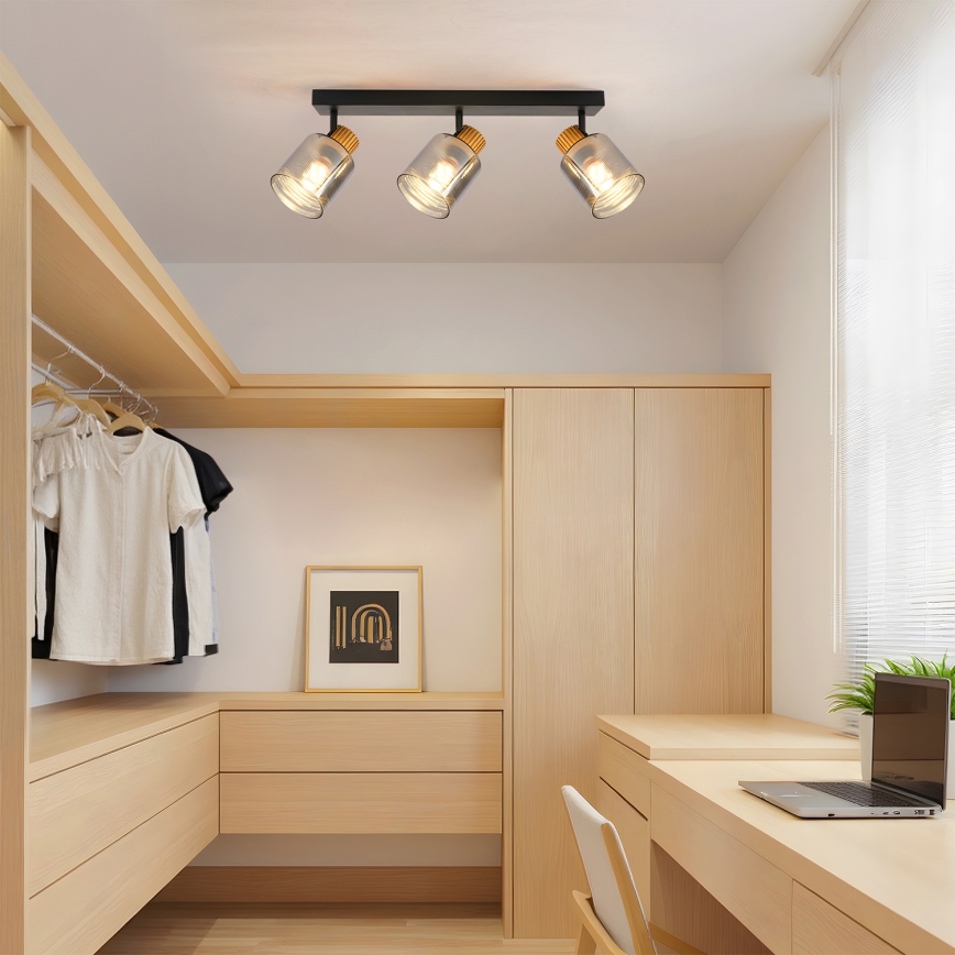 Brilagi - Точково осветително тяло HYGGE 3xE14/15W/230V черно/димчато