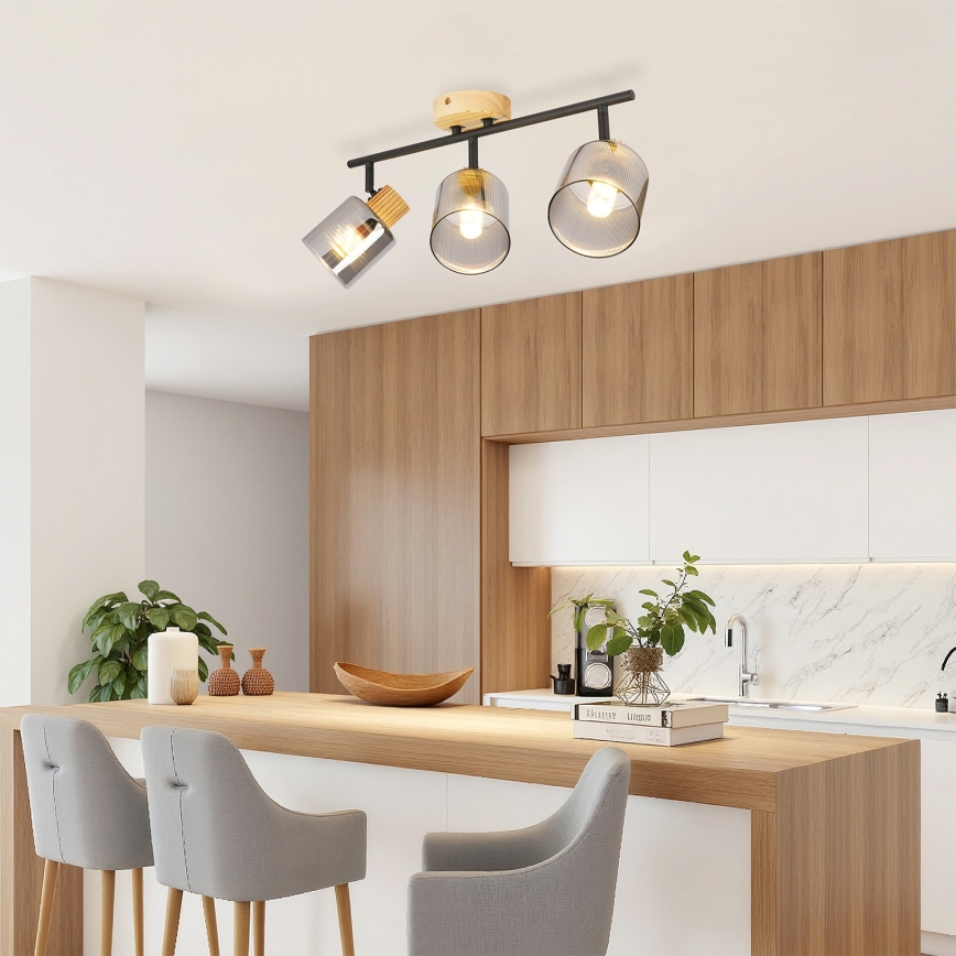 Brilagi - Точково осветително тяло HYGGE 3xE14/15W/230V черно/димчато