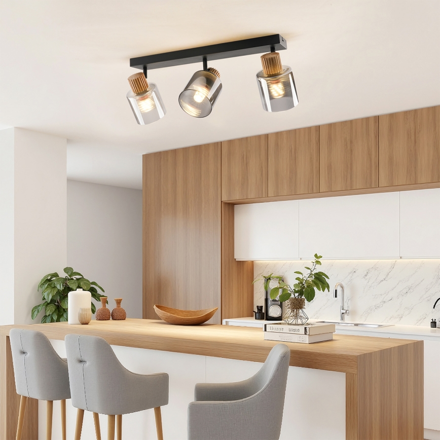 Brilagi - Точково осветително тяло HYGGE 3xE14/15W/230V черно/димно