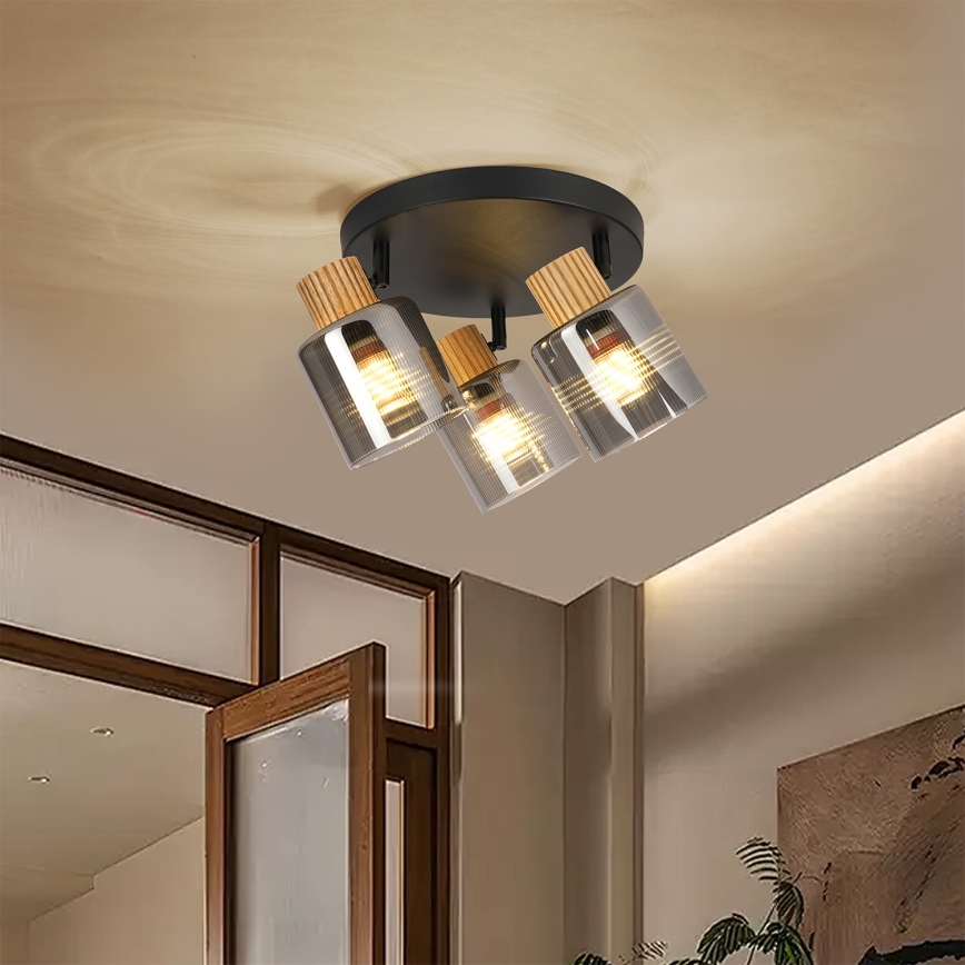 Brilagi - Точково осветително тяло HYGGE 3xE14/15W/230V черно/опушено