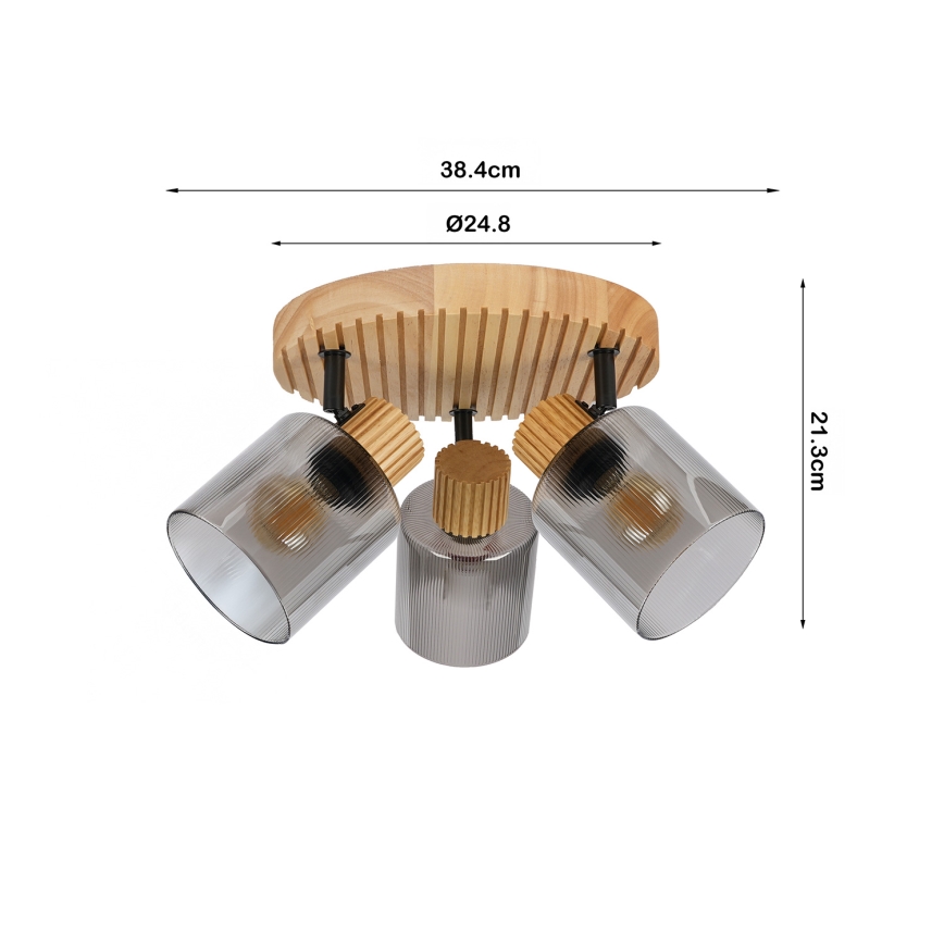 Brilagi - Точково осветително тяло HYGGE 3xE14/15W/230V дървено/димно