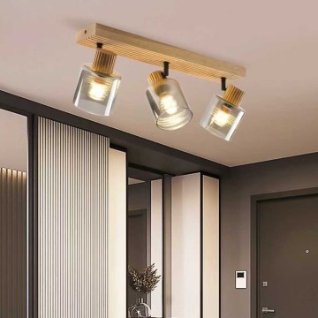 Brilagi - Точково осветително тяло HYGGE 3xE14/15W/230V дърво/димно