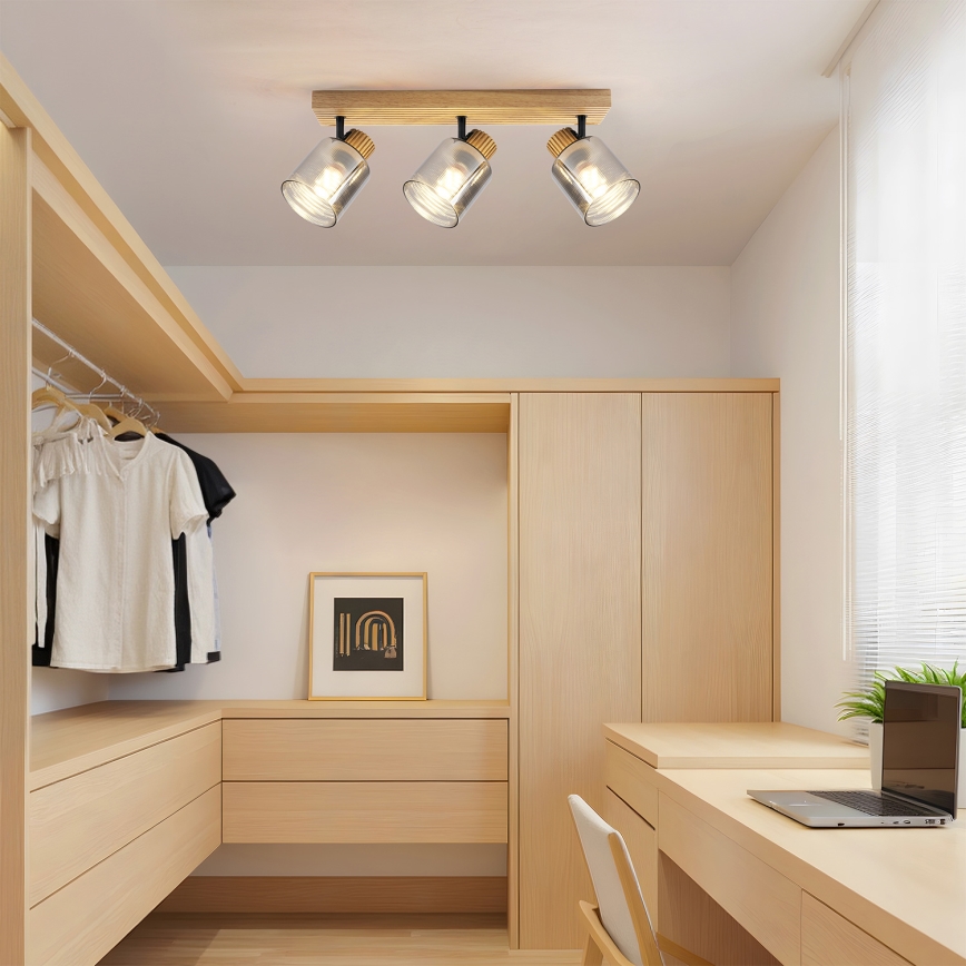 Brilagi - Точково осветително тяло HYGGE 3xE14/15W/230V дърво/димно