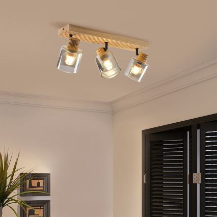 Brilagi - Точково осветително тяло HYGGE 3xE14/15W/230V дърво/димно