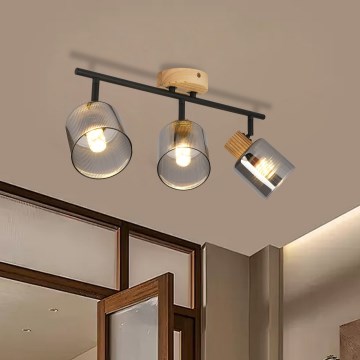 Brilagi - Точково осветително тяло HYGGE 3xE14/15W/230V дърво/опушено