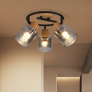 Brilagi - Точково осветително тяло HYGGE 3xE14/15W/230V дърво/опушено