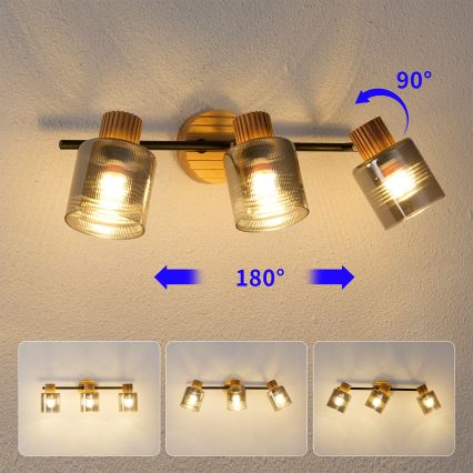 Brilagi - Точково осветително тяло HYGGE 3xE14/15W/230V каучуково дърво/димно