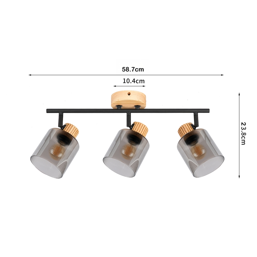 Brilagi - Точково осветително тяло HYGGE 3xE14/15W/230V каучуково дърво/димно