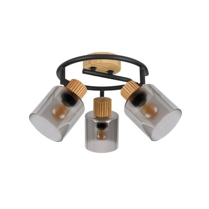 Brilagi - Точково осветително тяло HYGGE 3xE14/15W/230V каучуково дърво/димно