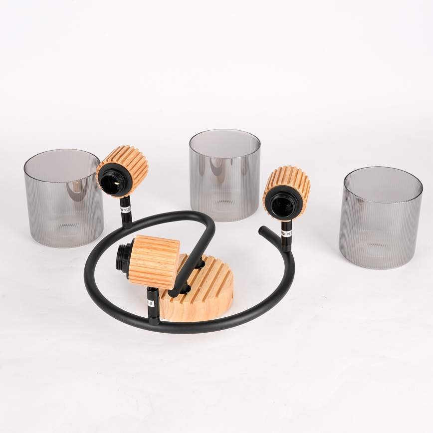 Brilagi - Точково осветително тяло HYGGE 3xE14/15W/230V каучуково дърво/димно