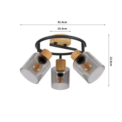 Brilagi - Точково осветително тяло HYGGE 3xE14/15W/230V каучуково дърво/димно