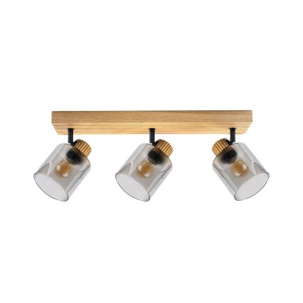 Brilagi - Точково осветително тяло HYGGE 3xE14/15W/230V каучуково дърво/опушено