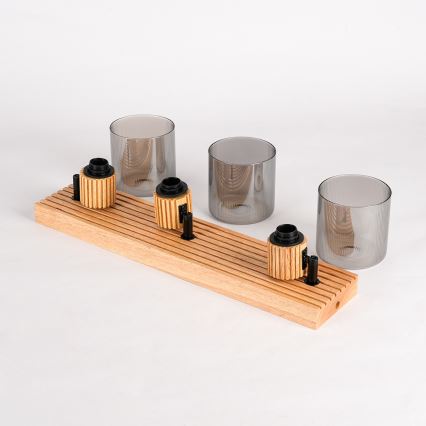 Brilagi - Точково осветително тяло HYGGE 3xE14/15W/230V каучуково дърво/опушено