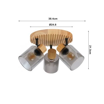 Brilagi - Точково осветително тяло HYGGE 3xE14/15W/230V каучуково дърво/опушено