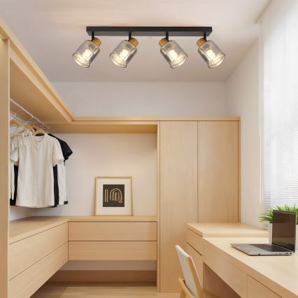 Brilagi - Точково осветително тяло HYGGE 4xE14/15W/230V черно/димно